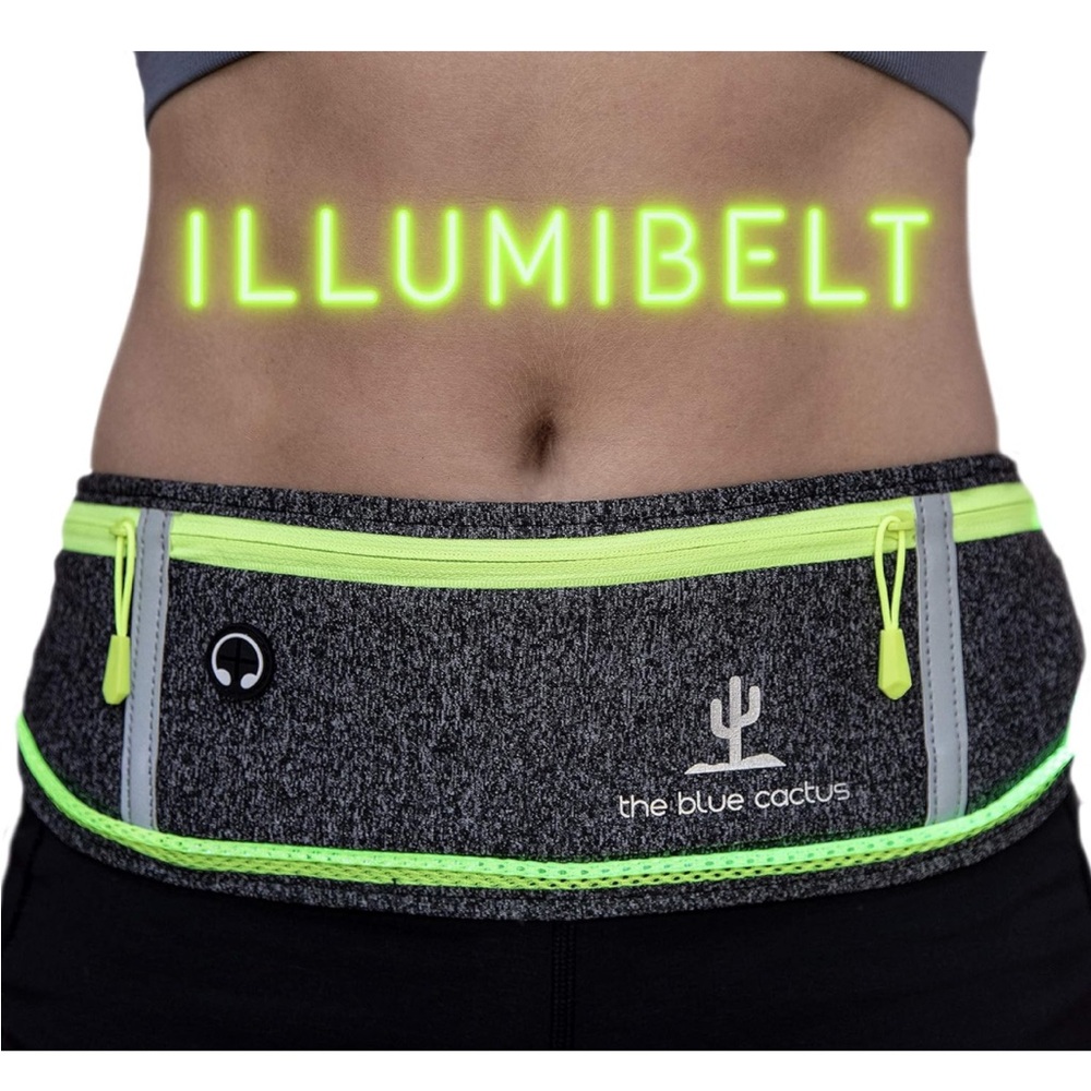 Reflective Running Light Belt with Zipper Pockets and USB